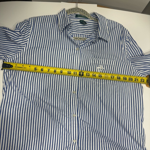 Lauren Ralph Lauren Blue and White Striped Women's Shirt preppy nautical classic - Picture 5 of 7